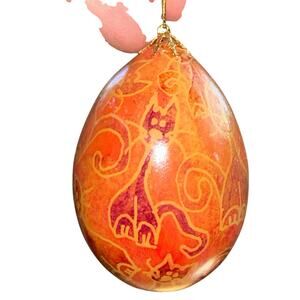 Vintage hand painted gourd Christmas ornament cats